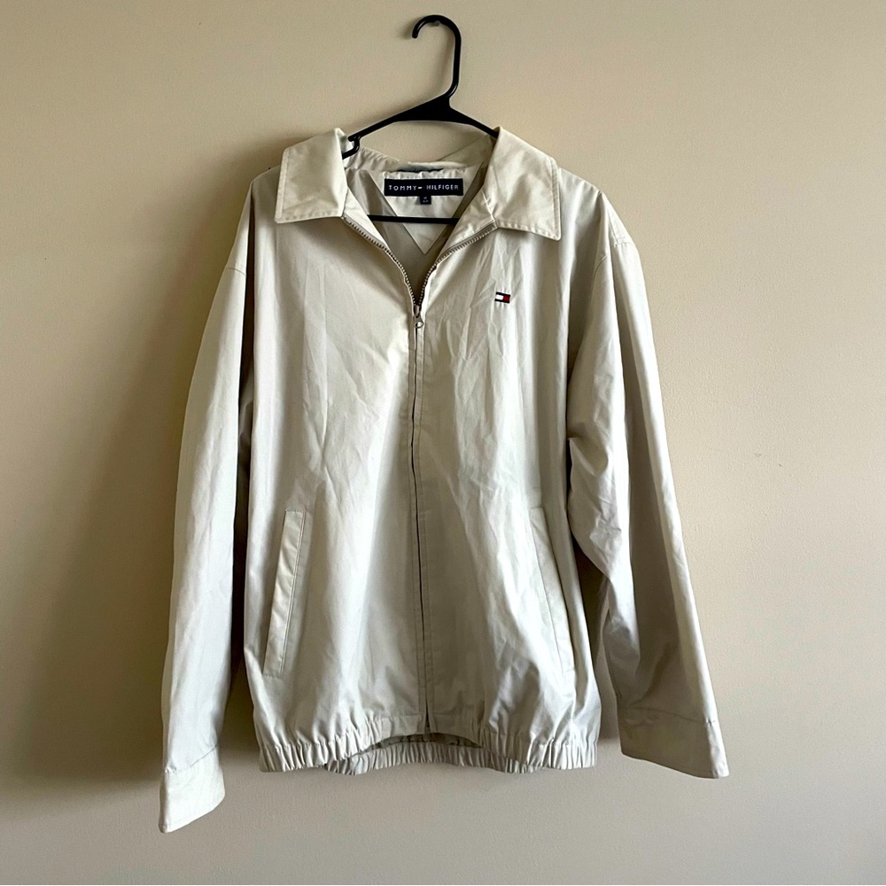 Tommy Hilfiger Vintage Bomber Jacket Men’s Medium 1990’s Logo Graphic Soft Shell